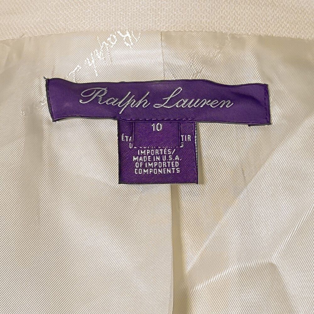 Ralph Lauren Purple Label Cashmere Blazer 10 Cream Double Breasted USA Silk - Picture 4 of 14
